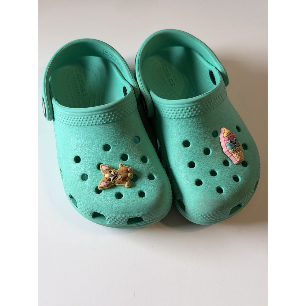 Crocs Toddler Classic Clogs Turquoise Aqua C8 Slip On Shoes Jibbitz Kids